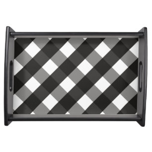 FARMHOUSE BLACK AND WHITE GINGHAM CHECK SERVING TRAY