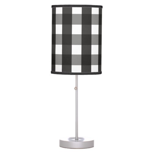 FARMHOUSE BLACK AND WHITE GINGHAM CHECK TABLE LAMP