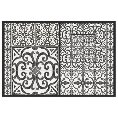 Farmhouse Black and White Tile Furniture Decoupage Tissue Paper