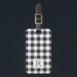 Farmhouse Black Buffalo Check Monogrammed Luggage Tag<br><div class="desc">Custom-designed monogram luggage tag featuring personalized monogram and family name on a black and white buffalo check/plaid/gingham check pattern on the front,  with editable contact information on the back.

Holiday/Christmas personalized gift ideas. Gifts for her. Christmas stocking gift ideas. Monogrammed gifts.</div>
