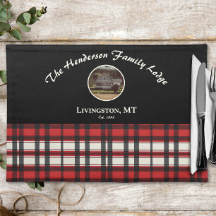 Farmhouse Black Red Buffalo Plaid Custom Photo Cloth Placemat