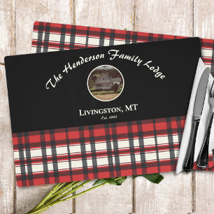 Farmhouse Black Red Buffalo Plaid Photo Laminated Placemat