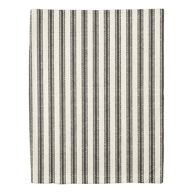 FarmHouse-Black-Ticking-Classic-Twin Duvet Cover (Front)