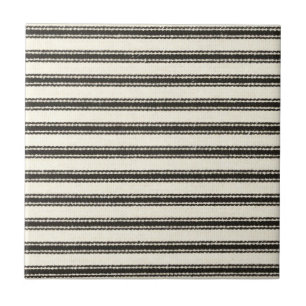 Farmhouse Black Ticking Stripes  Ceramic Tile