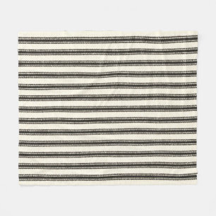 Farmhouse Black Ticking Stripes Fleece Blanket