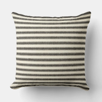 Farmhouse Black Ticking Stripes Throw Pillow