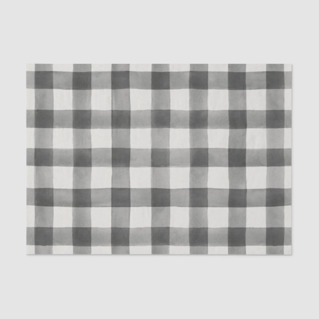 Farmhouse Black & White Buffalo Plaid Tissue Paper (Front)