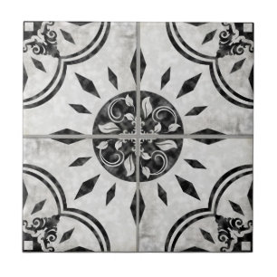 Farmhouse Black White Pattern Country Chic Rustic Ceramic Tile