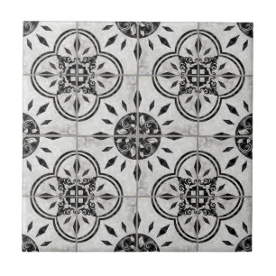 Farmhouse Black White  Pattern Rustic Country Chic Ceramic Tile