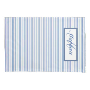 Farmhouse Blue and White Striped Ticking Pillow Case