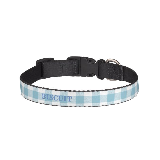 Farmhouse Blue Buffalo Check Pet Collar (Front)