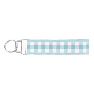 Farmhouse Blue Buffalo Check Wrist Keychain