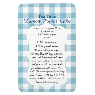 Farmhouse Blue Checkered Lemon Pound Cake Recipe Magnet