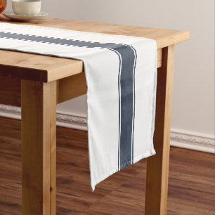 Farmhouse Blue Grain Sack Striped Table Runner