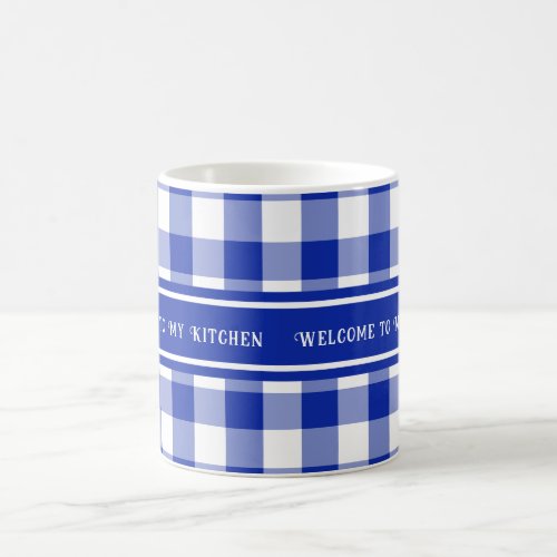 Farmhouse Blue White Plaid Mug