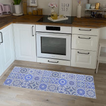 Farmhouse Blue White Tiles Vintage Look