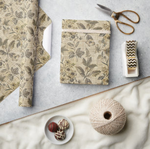 Farmhouse Botanical Decoupage Design Wrapping Paper