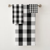 Gingham Check Black Bath Towel Set, Zazzle