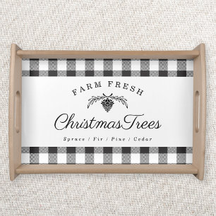 Farmhouse Buffalo Check Farm Fresh Christmas Trees Serving Tray