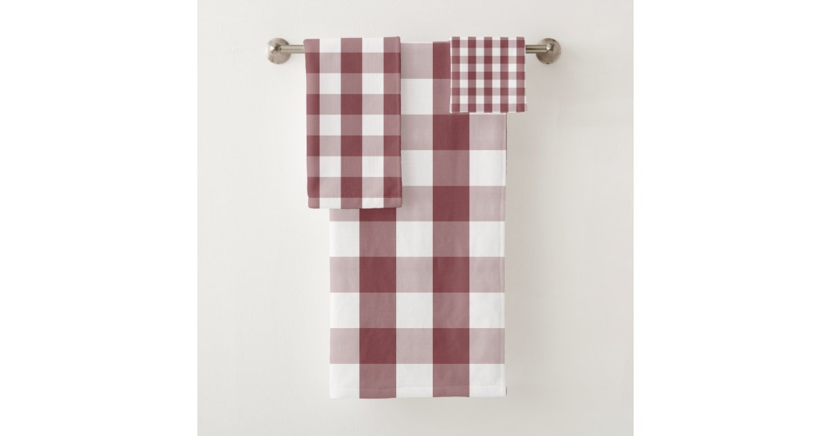 Pink and White Buffalo Plaid Bath Towel Set, Zazzle