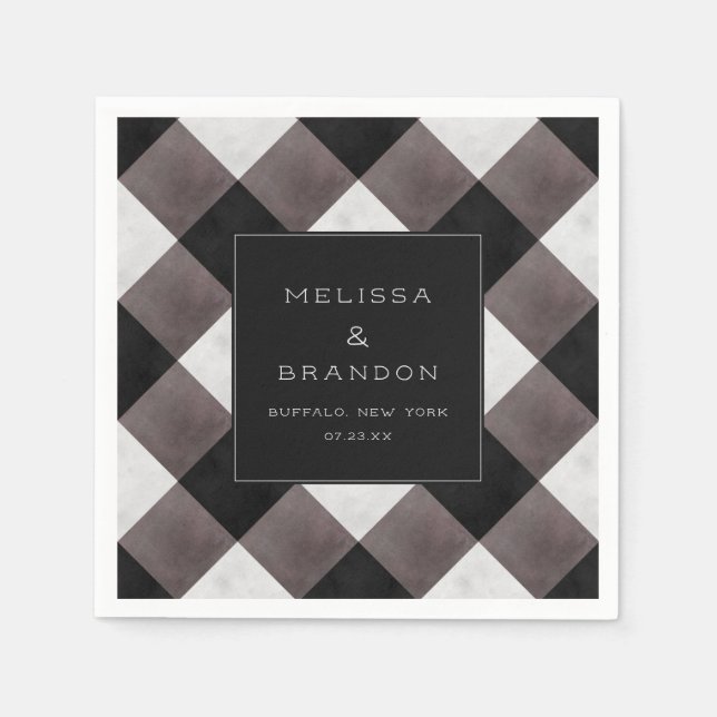 Farmhouse Buffalo Plaid Check Wedding Dinner Napkins (Front)