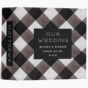 Farmhouse Buffalo Plaid Check Wedding Photo Album 3 Ring Binder