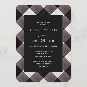 Farmhouse Buffalo Plaid Check Wedding Reception Invitation