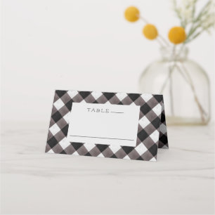 Farmhouse Buffalo Plaid Check Wedding Table Number Place Card