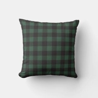 Farmhouse Buffalo Plaid Green and Black Throw Pillow