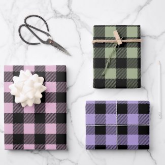 Farmhouse Buffalo Plaid Pattern Pink Green Purple