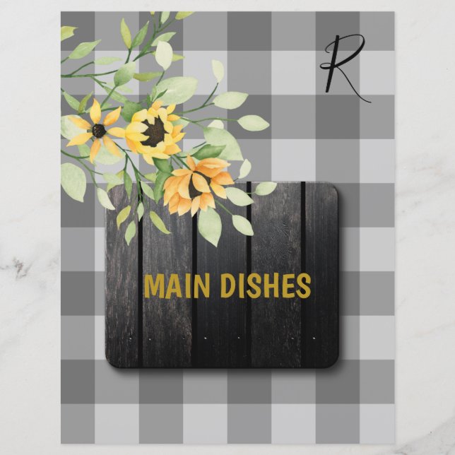 Farmhouse buffalo plaid recipe organizer divider (Front)
