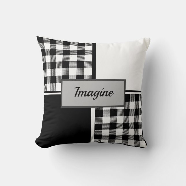 Farmhouse Buffalo Plaid  Throw Pillow (Front)