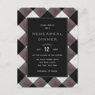 Farmhouse Buffalo Plaid Wedding Rehearsal Dinner Invitation Postcard