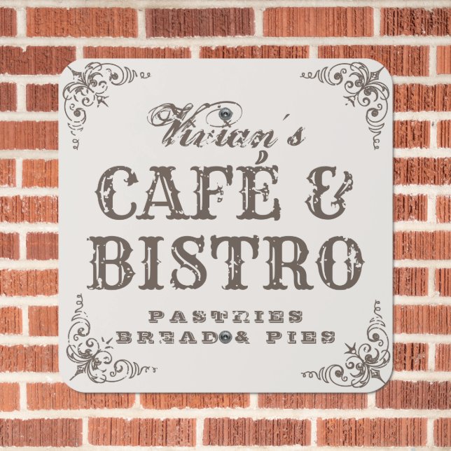 Farmhouse Cafe Vintage French Kitchen Family Metal Sign (In Situ(Brick))