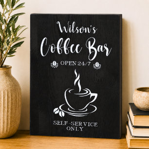 Farmhouse Chalkboard Family Coffee Bar Self Serve Wooden Box Sign