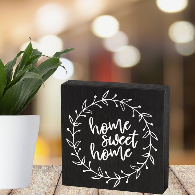 Farmhouse Chalkboard Home Sweet Home with Wreath  Wooden Box Sign (Creator Uploaded)
