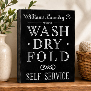 Farmhouse Chalkboard Self Serve Laundry Signature Wooden Box Sign