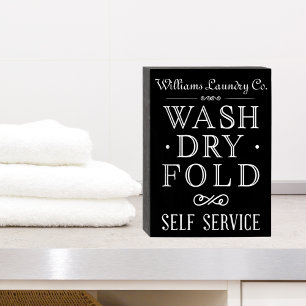 Farmhouse Chalkboard Self Serve Laundry Signature  Wooden Box Sign