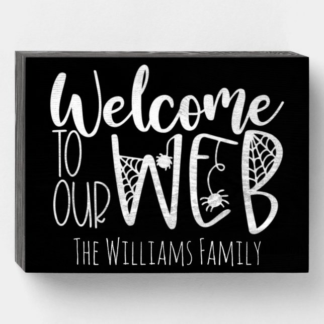 Farmhouse Chalkboard Welcome to Our Web Signature  Wooden Box Sign (Front Horizontal)