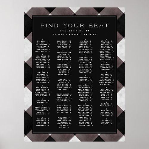 Farmhouse Check Alphabetical Wedding Seating Chart