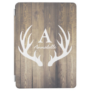 Farmhouse Chic Barn Wood & White Deer Antlers iPad Air Cover