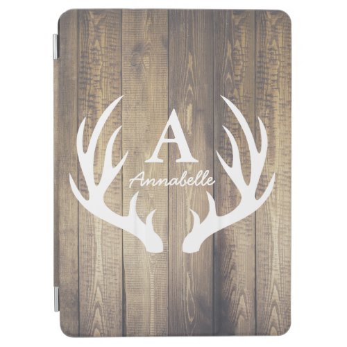 Farmhouse Chic Barn Wood  White Deer Antlers iPad Air Cover