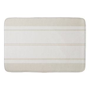 Farmhouse Chic Creamy Taupe & White Stripe Bathroom Mat