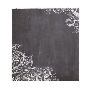 farmhouse chic flourish swirls chalkboard monogram notepad
