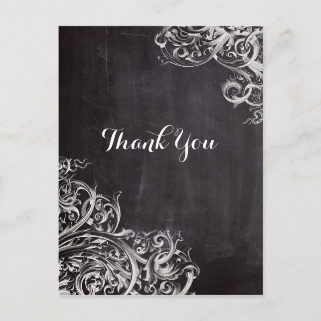 farmhouse chic flourish swirls chalkboard monogram postcard (Front)