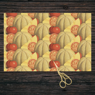 Farmhouse Chic Red Gold Cantaloupes and Tomatoes