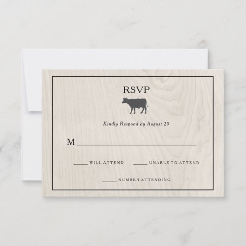 Farmhouse Chic  White Wood with Cow Wedding RSVP