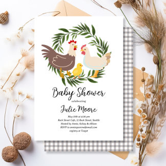 Farmhouse Chick Baby Shower Invitation