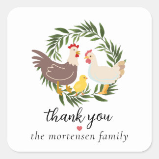 Farmhouse Chick Baby Thank You Square Sticker
