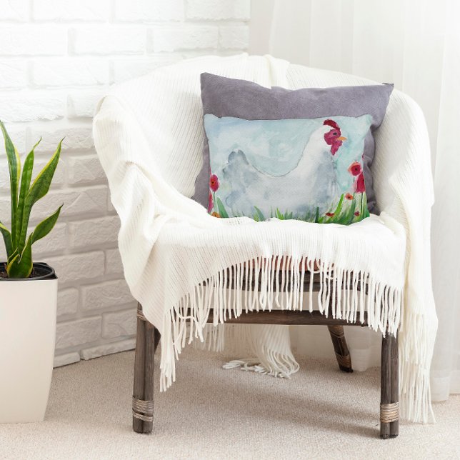 Farmhouse Chicken and Flowers  Accent Pillow (Creator Uploaded)